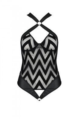 Эротическое боди с халтером и ритмичным рисунком Passion Hima Body black L/XL