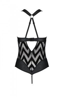 Эротическое боди с халтером и ритмичным рисунком Passion Hima Body black L/XL