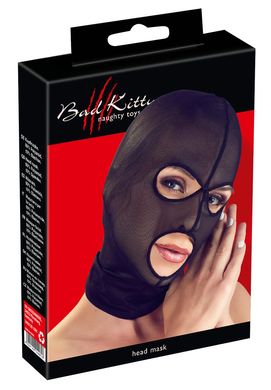 Маска для БДСМ капронова Bad Kitty Open mouth and eyes BDSM head mask