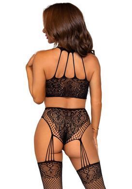 Топ з колготками Leg Avenue Crop top and garter panty Black One Size - фото