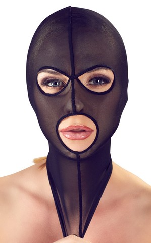 Маска для БДСМ капронова Bad Kitty Open mouth and eyes BDSM head mask