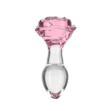 Скляна анальна пробка з трояндою (3,3 см) + вібропуля Pillow Talk Rosy Luxurious Glass - фото