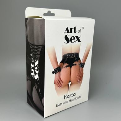 Шкіряний пояс із наручниками Art of Sex Kasta чорний XS-M - фото