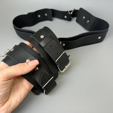 Кожаный пояс с наручниками Art of Sex Kasta черный XS-M - фото