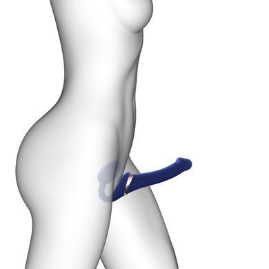Страпон с вибрацией и вакуумом Strap-On-Me MULTI ORGASM L Blue - фото