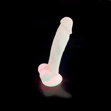 Фалоімітатор, що світиться, SilexD Johnny Pink Glow in the dark (17,6 см) (пом'ята упаковка) - фото