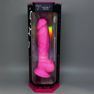 Фалоімітатор, що світиться, SilexD Johnny Pink Glow in the dark (17,6 см) (пом'ята упаковка) - фото
