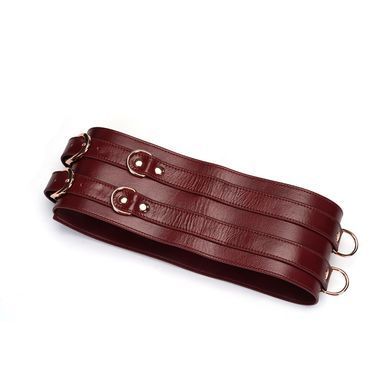 Бондажный кожаный пояс Liebe Seele Wine Red Waist Cuff S - фото