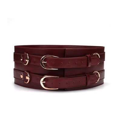 Бондажный кожаный пояс Liebe Seele Wine Red Waist Cuff S - фото