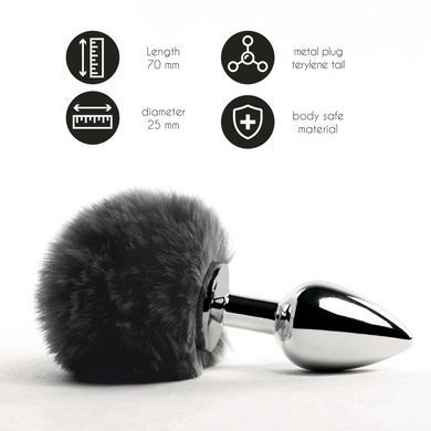 Анальная пробка с хвостиком Black (2,5 см) FeelzToys Bunny Tails Butt