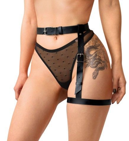 Гартер на ногу из натуральной кожи Art of Sex Petra XS-2XL черный