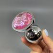 Анальная пробка со стразом Alive Mini Metal Butt Plug L Pink (4 см)