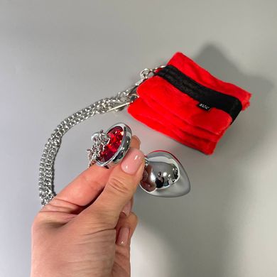 Наручники з металевою анальною пробкою Art of Sex Handcuffs with Metal Anal Plug size M Red (3,4 см) - фото