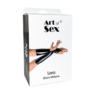 Виниловые митенки короткие Art of Sex Lora черные S