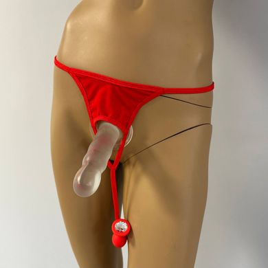 Трусы мужские с силиконовой анальной пробкой S Art of Sex Joni plug panties size S Red XS-2XL - фото