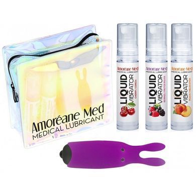 Набір змазки Amoreane Med (3х10 мл) і вібропуля Adrien Lastic Purple