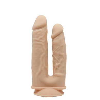 Фаллоимитатор двойной с вибрацией SilexD Double Gusto Vibro Flesh (Model 1 size 8" & 7") + LRS (17,5 и 19,5 см) - фото