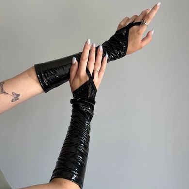 Виниловые митенки короткие Art of Sex Lora черные S