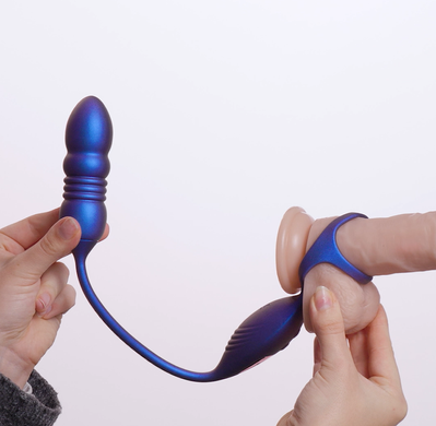 Анальний вібратор-пульсатор з ерекційним кільцем Hueman Deep Impact Cock & Ball Ring With Thrusting Prostate Stimulator