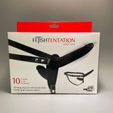Подвійний вібрострапон Fetish Tentation Vibrating StrapOn Double black - фото
