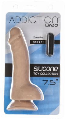 Фаллоимитатор ADDICTION BRAD 7.5" Dildo With Balls, Beige (19 см) - фото