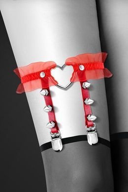 Гартер на ногу Bijoux Pour Toi WITH HEART AND SPIKES красный