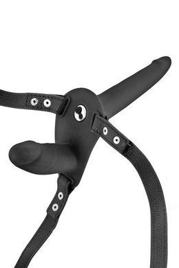 Двойной вибрострапон Fetish Tentation Vibrating StrapOn Double black - фото