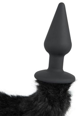Анальна пробка з гнучким хвостом (3,5 см) із чорного хутра Bad Kitty
