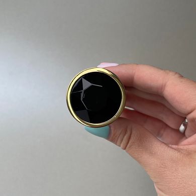 Золотая анальная пробка с черным кристаллом (2,8 см) - фото
