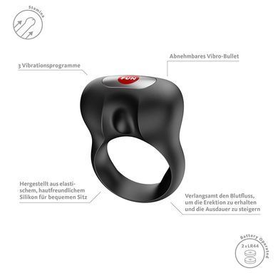 Ерекційне віброкільце Fun Factory Steady Black - фото