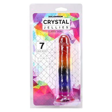 Фаллоимитатор Doc Johnson Crystal Jellies 7 Inch Сlassic Dong Rainbow 17,8 см - фото