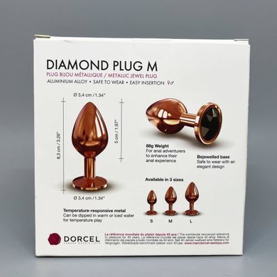 Анальна пробка з чорним стразом Dorcel Diamond M (3,4 см) - фото