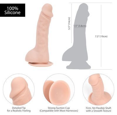 Фаллоимитатор ADDICTION BRAD 7.5" Dildo With Balls, Beige (19 см) - фото