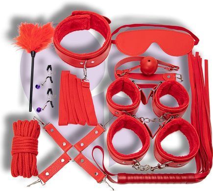 Набір аксесуарів BDSM JSY KB80608 Red 10 pcs - фото
