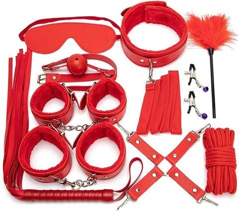 Набір аксесуарів BDSM JSY KB80608 Red 10 pcs - фото