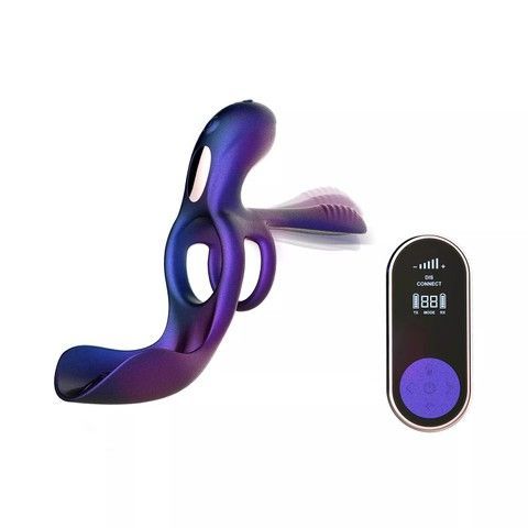 Ерекційне віброкільце 3в1 Hueman Zenith Cock Ring With Glans And Perineum Stimulator - фото