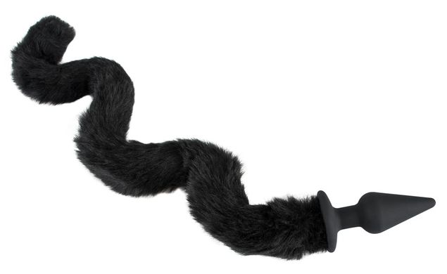 Анальна пробка з гнучким хвостом (3,5 см) із чорного хутра Bad Kitty
