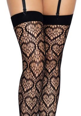 Чулки Leg Avenue Heart net thigh highs OS Black - фото