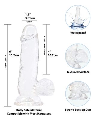 Фалоімітатор ADDICTION Crystal Clear Dildo with Balls - 6" (15,2 см) - фото