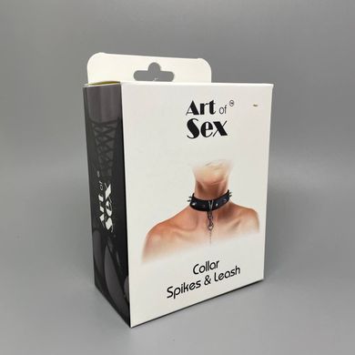 Ошейник с шипами и поводком Art of Sex Collar Spikes and Leash - фото