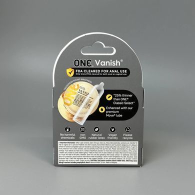 Презервативи ультратонкі ONE VANISH Hyperthin 3 шт (м'яте паковання) - фото