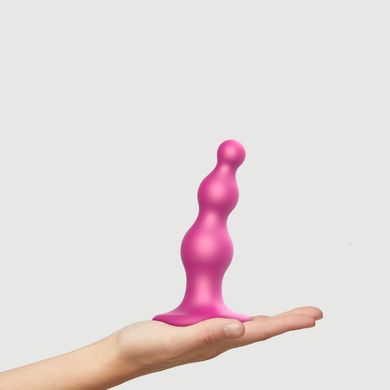 Насадка для страпона Strap-On-Me Dildo Plug Beads FRAMBOISE METALLIC S (довжина 12,8 см; діаметр 4 см) - фото