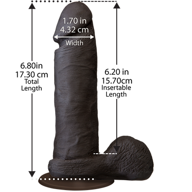 Фалоімітатор реалістик з мошонкою з кібершкіри Doc Johnson The Realistic Cock 6 inch Black (17,3 см) - фото