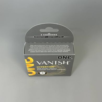 Презервативи ультратонкі ONE VANISH Hyperthin 3 шт (м'яте паковання) - фото