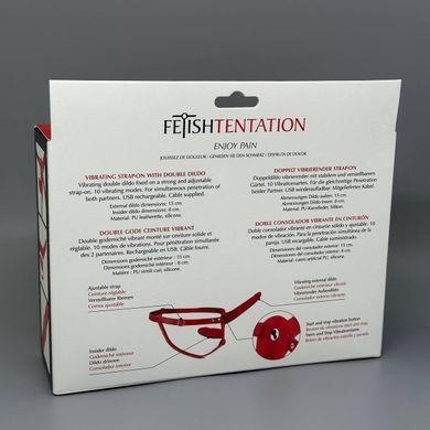 Двойной вибрострапон Fetish Tentation Vibrating StrapOn Double red - фото