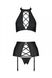 Комплект из эко-кожи с имитацией шнуровки: топ, трусики и пояс для чулок Nancy Set black L/XL - фото товара