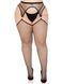 Еротичні колготки Leg Avenue Stokings with O-ring Attached Garter Belt Black 1X/2X - фото товару