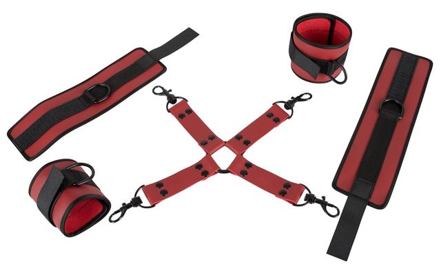 БДСМ набор для фиксации рук и ног Bad Kitty bondage set бордовый - фото
