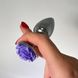 Анальная пробка с кристаллом в виде розы Boss Dark Silver PLUG Purple S (2,7 см) (недостатки лакового покрытия) - фото товара