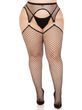 Эротические колготки Leg Avenue Stokings with O-ring Attached Garter Belt Black 1X/2X - фото